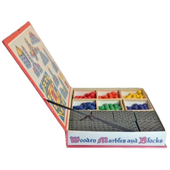 Wooden Marbles and Blocks Traditional Toys Childrens - Picture 4 of 5
